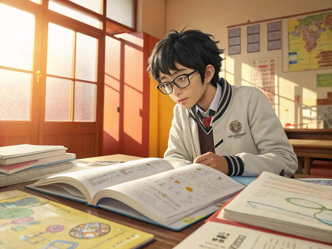 A vibrant image of a student working on a colorful drawing, using various colored pencils and blending techniques to create a dynamic composition.
